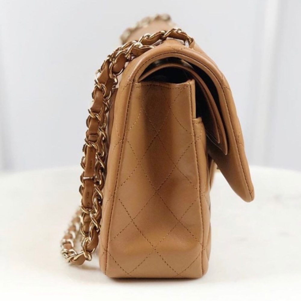 Chanel Double Flap Quilted Lambskin Camel Brown GH - Picture 3 of 6